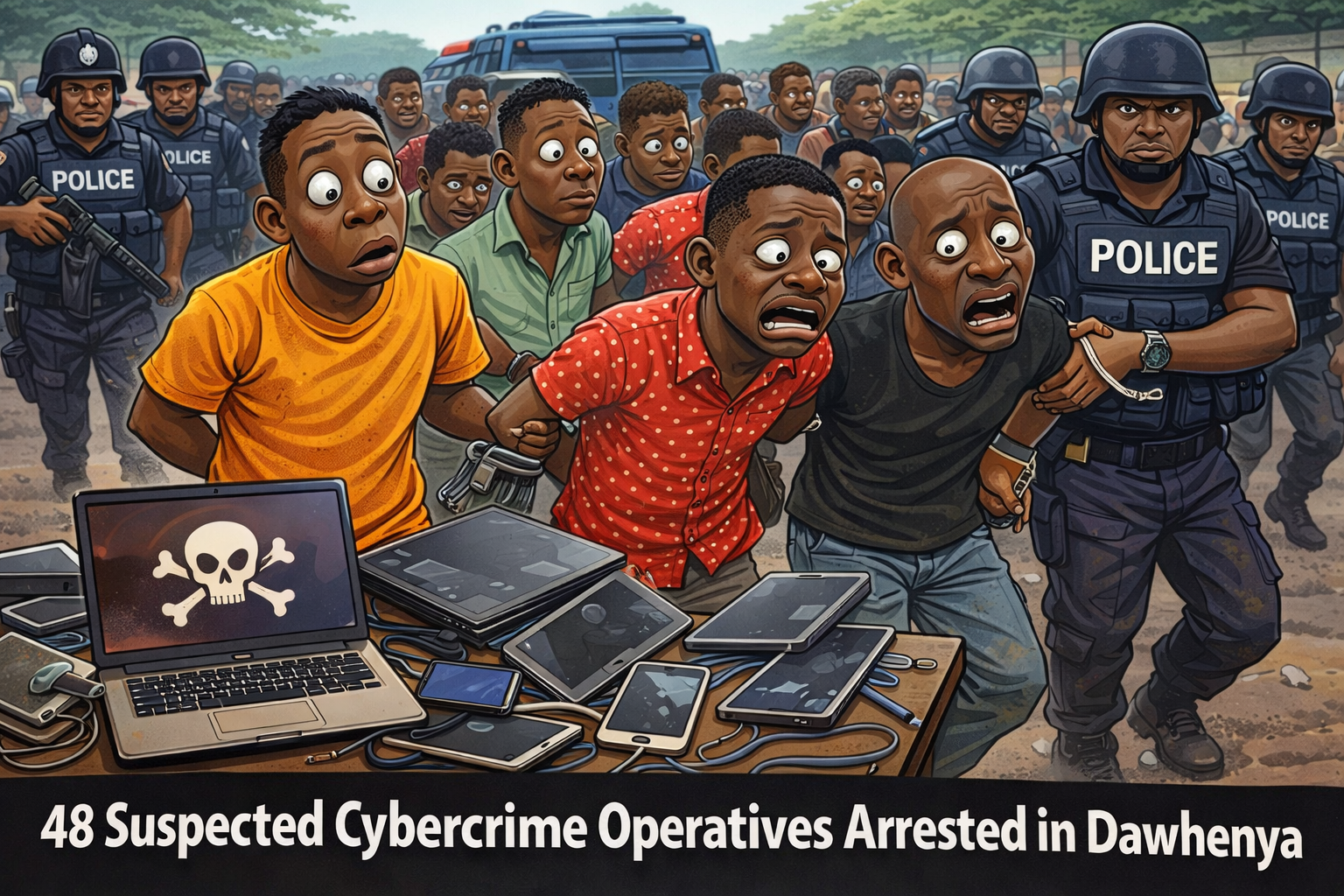 Forty Eight Suspected Cybercrime Operatives Arrested In Night Operation At Dawhenya