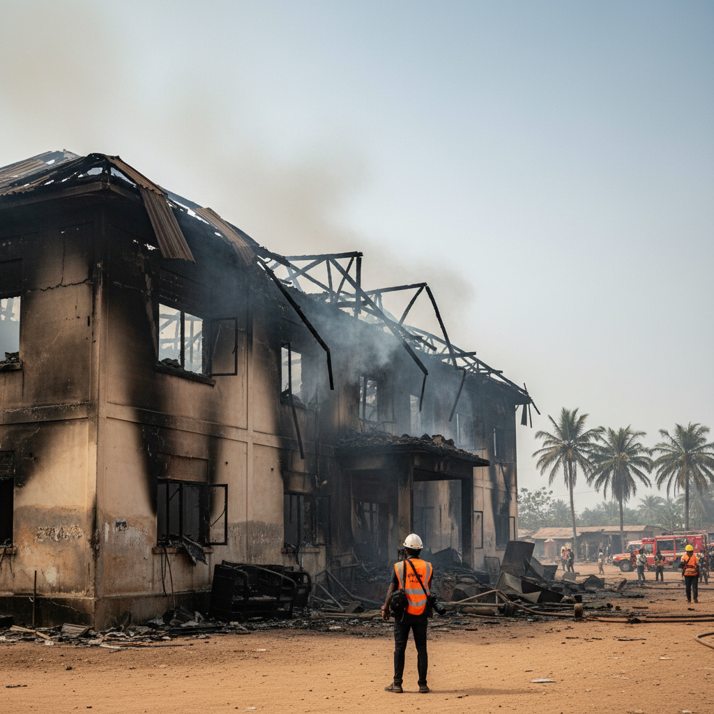 Ajumako Ocheso Police Station Gutted by Fire