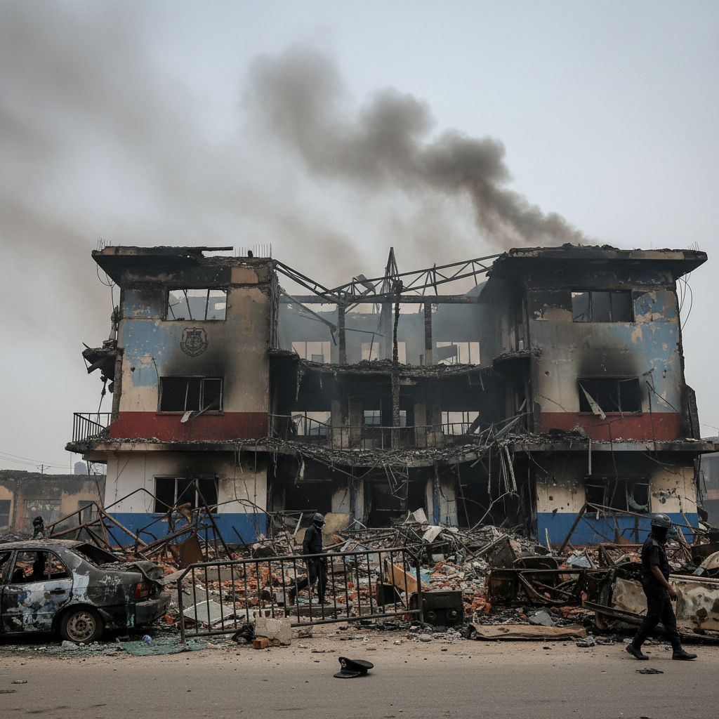 Fire destroys police station in Ajumako Ocheso