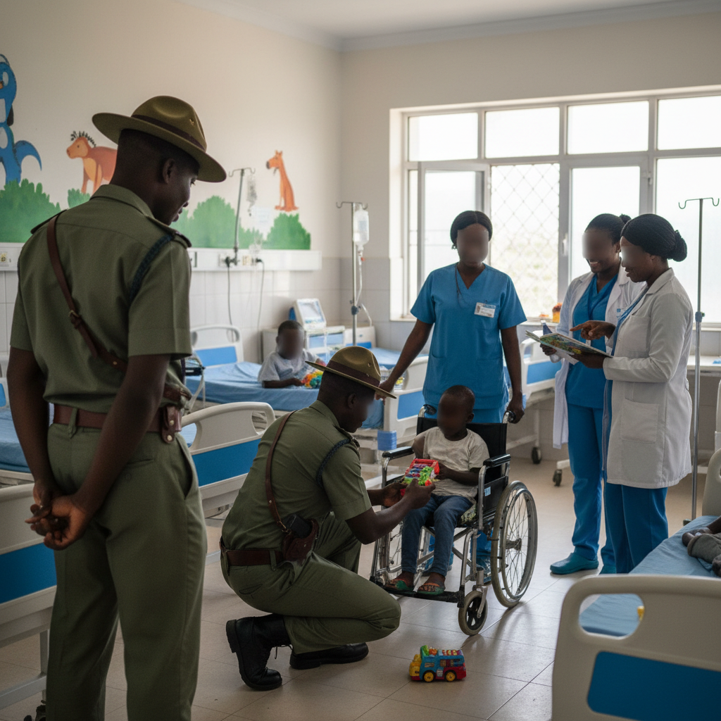 Prison officers visit hospital children on Valentine's Day