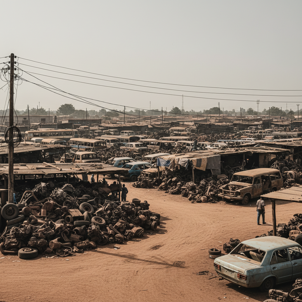 Police Raid Suame Magazine Dismantling Yard to Recover Stolen Vehicles