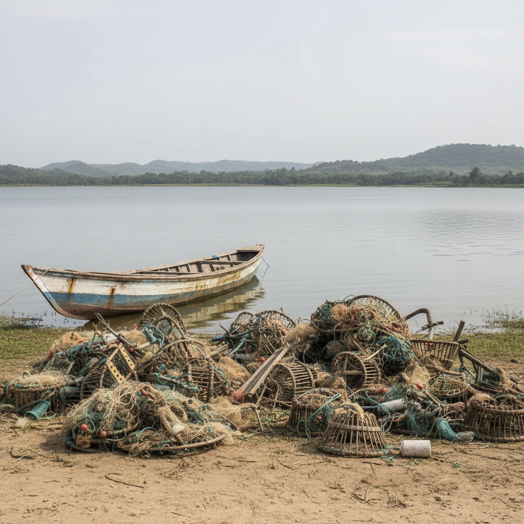 Taskforce destroys illegal fishing gear on Volta Lake