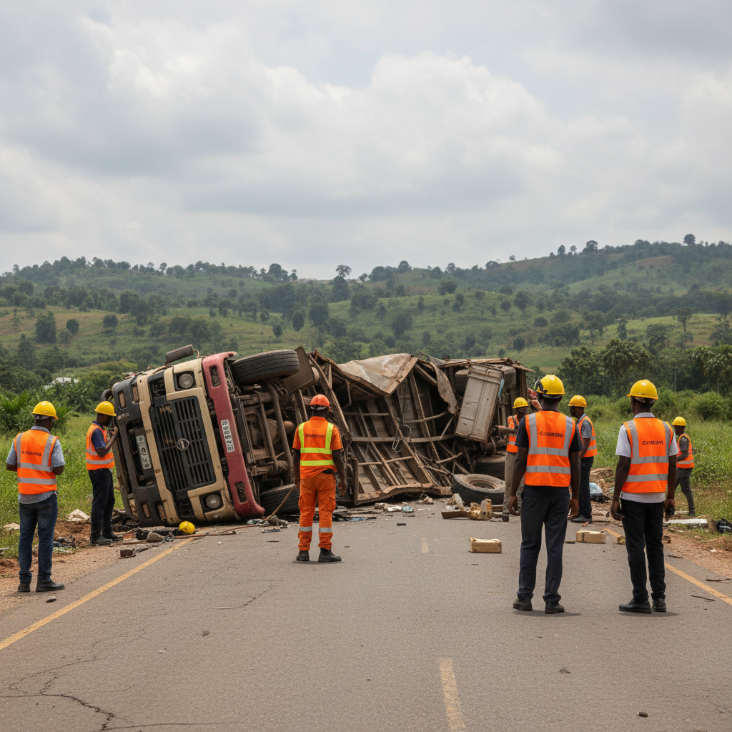 Truck overturns killing three on Adukrom Koforidua road