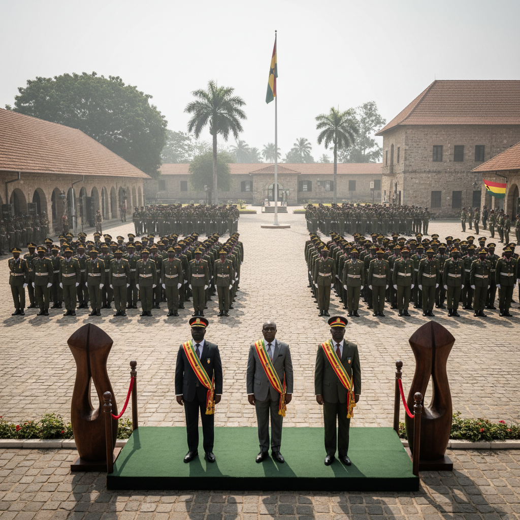 Vice President Reviews Change of Guard at Presidency