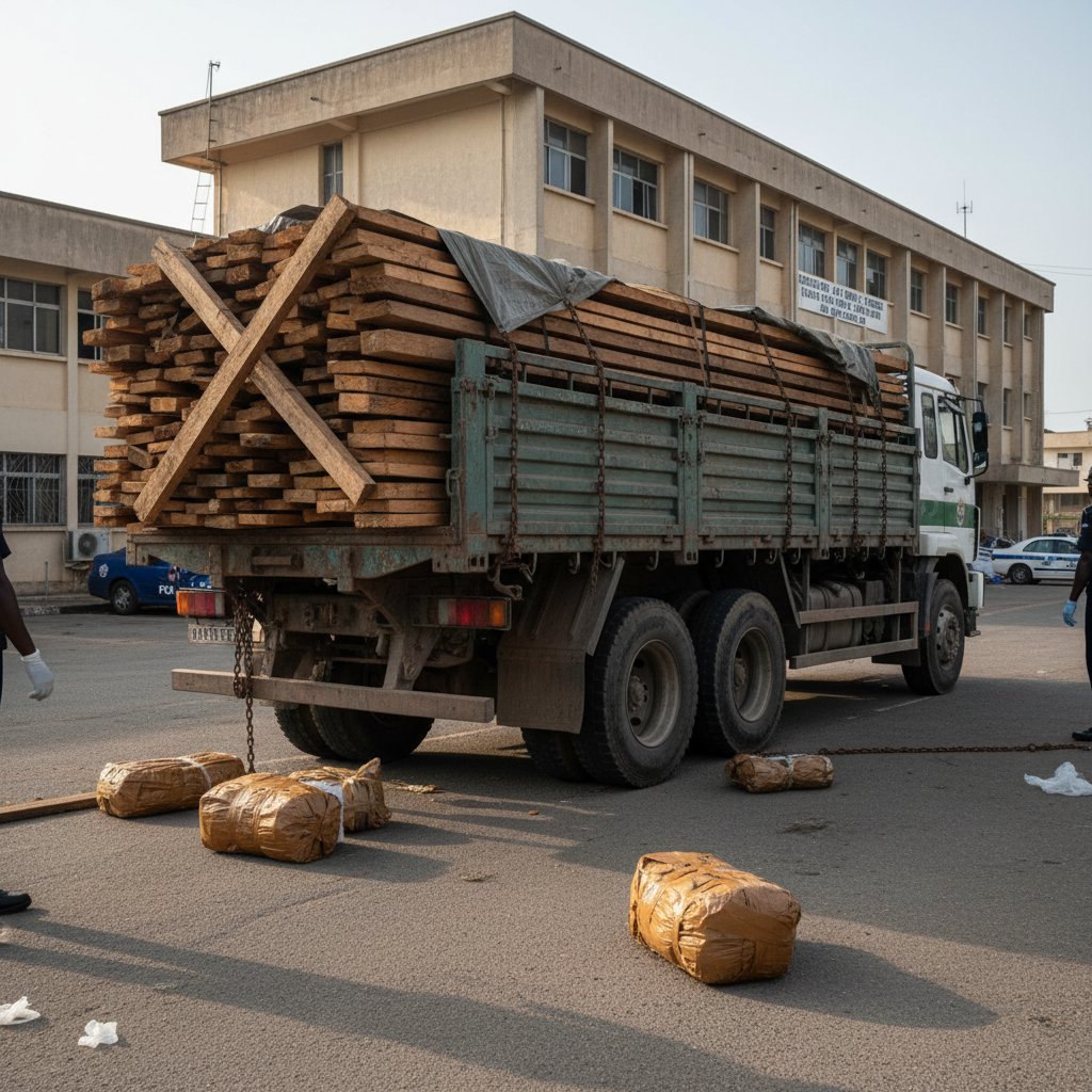 Police intercept cannabis concealed in timber truck in Volta Region