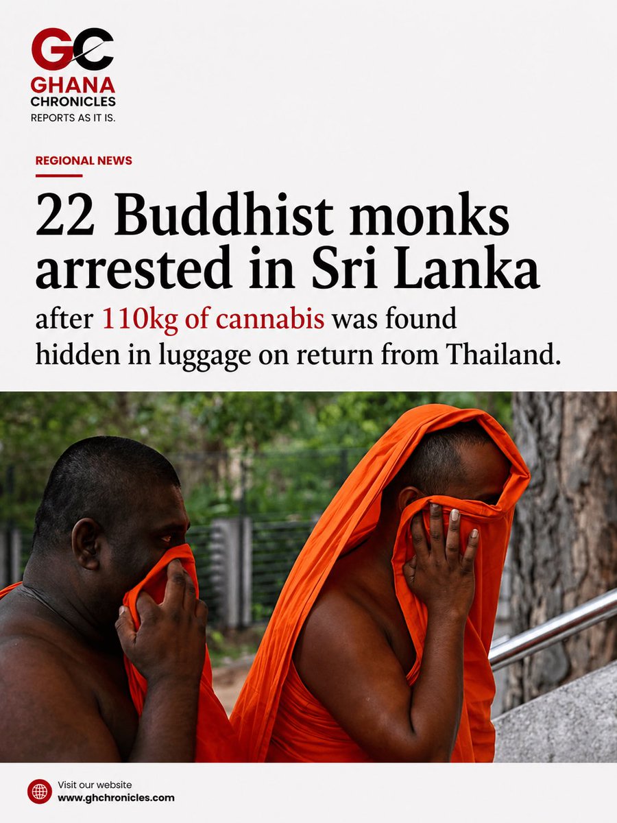 22 Monks Nabbed with 110kg Cannabis in Sri Lanka