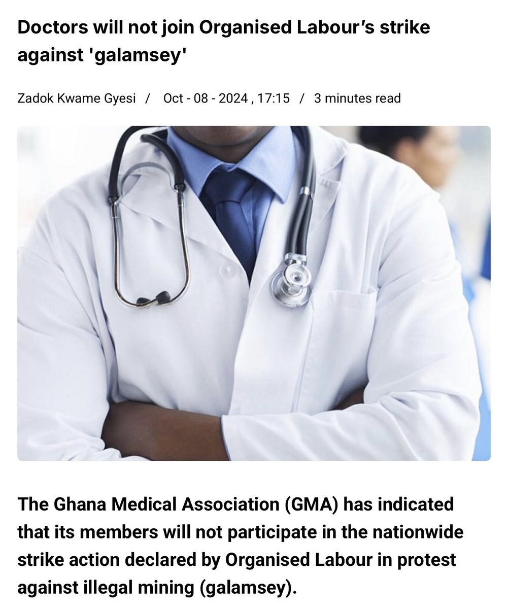 Doctors Strike Over CEO Suspension After Ignoring Galamsey Protest