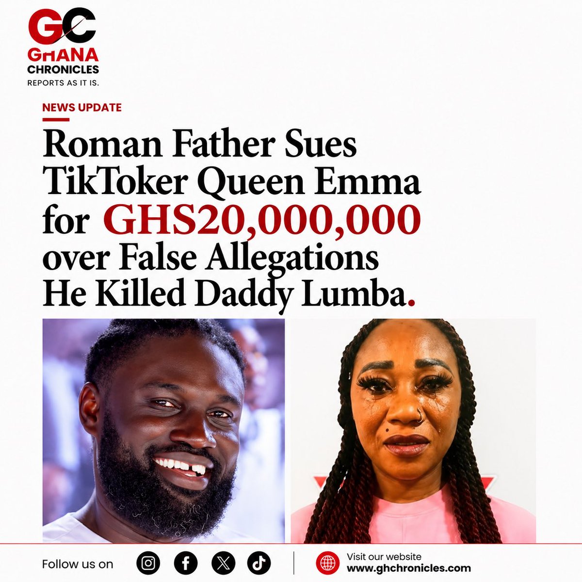 Father Sues TikTok Star for GHS20M Over Daddy Lumba Death Hoax