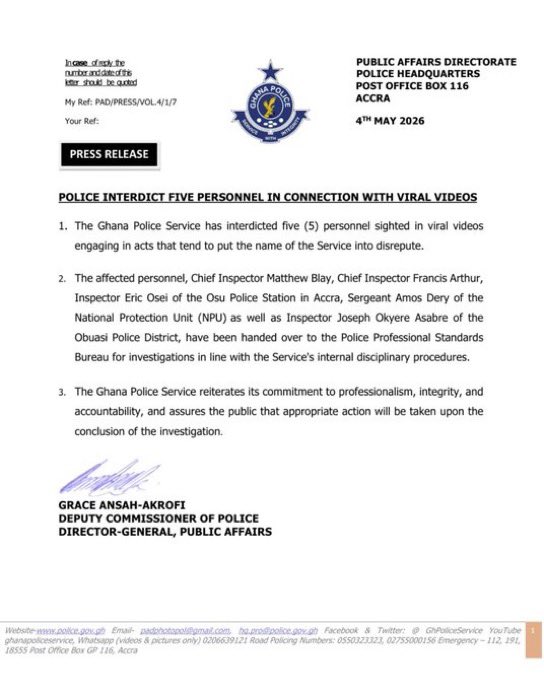 Five Police Officers Interdicted Over Viral Misconduct Videos