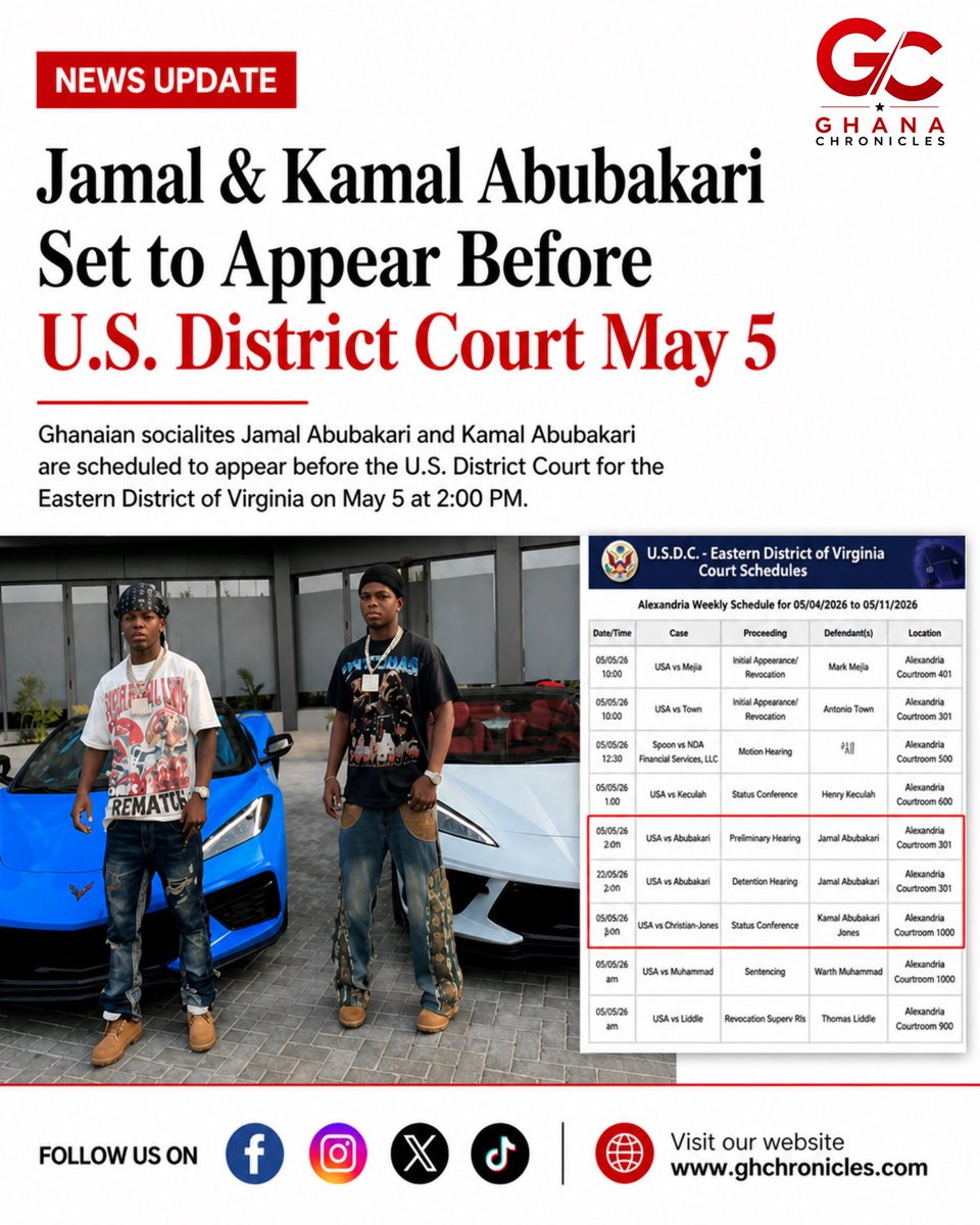 Ghanaian Socialites Face US Court on May 5
