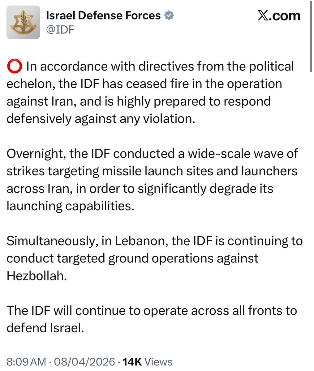 IDF Halts Iran Strikes, Continues Lebanon Operations Amidst Regional Tensions