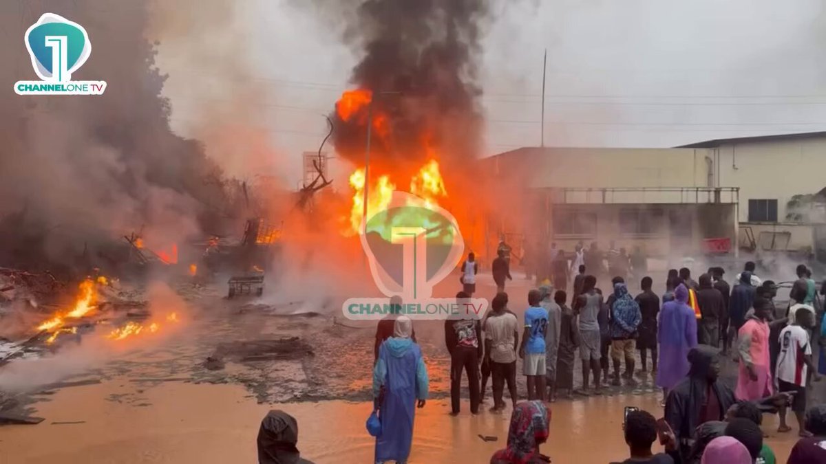 Premix Fuel Station Gutted by Fire in Sekondi After Landslide