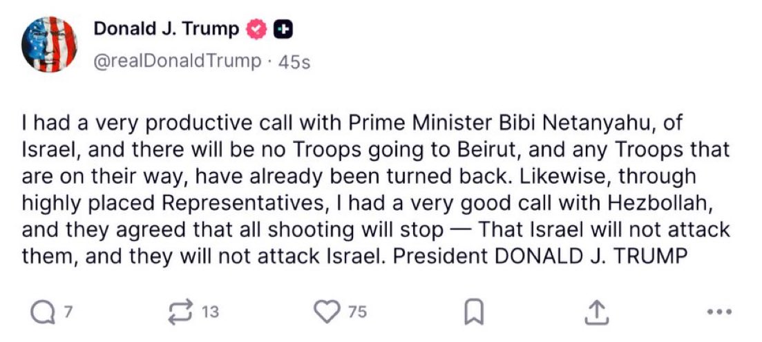 US President Trump Appeals to Netanyahu for Beirut Troop Withdrawal