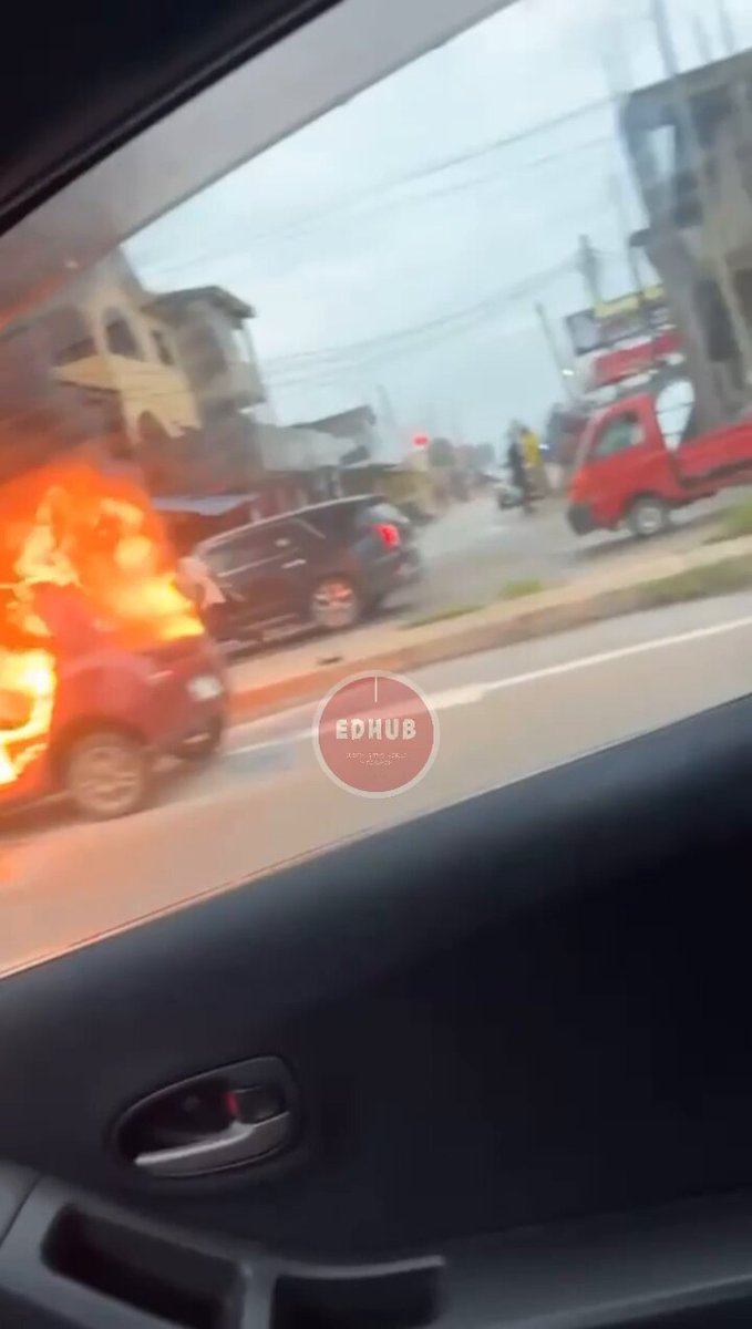 Vehicle Engulfed in Flames at Awoshie Mangoase Barnyard
