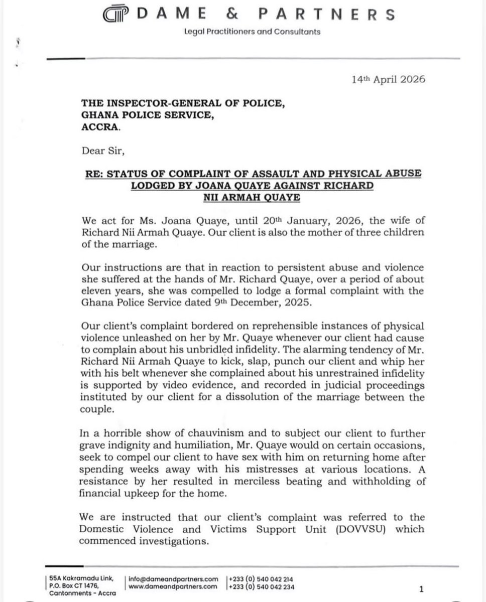 Woman Petitions Police Over Alleged Assault by Richard Nii Armah Quaye